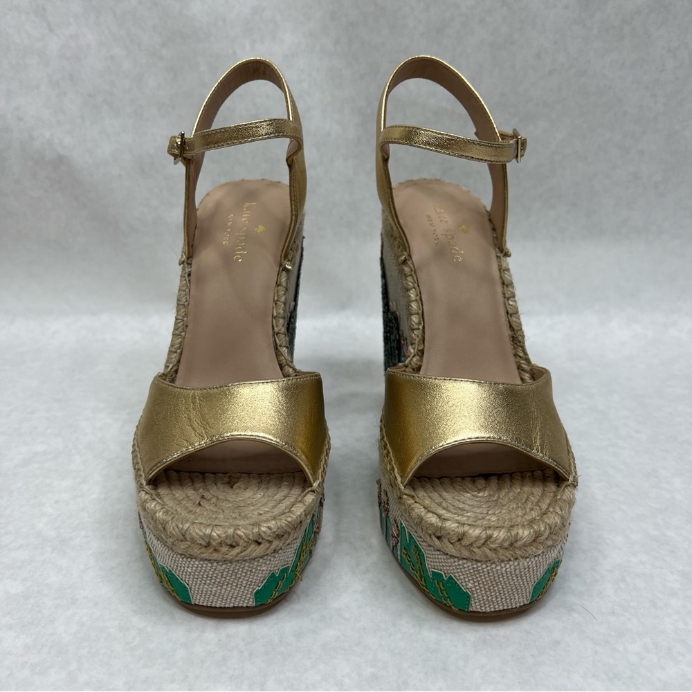 KATE SPADE Dallas Cactus Platform Wedge Sandals - Sz 7 - Picture 7 of 15